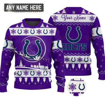 Indianapolis Colts NFL Ugly Christmas Sweater - Name Customized