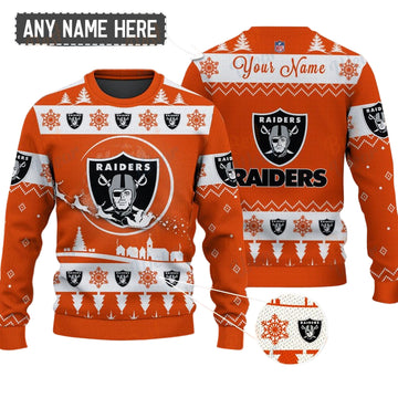 Las Vegas Raiders NFL Ugly Christmas Sweater - Name Customized
