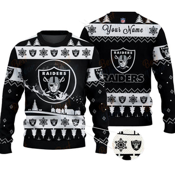 Las Vegas Raiders NFL Ugly Christmas Sweater - Name Customized