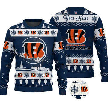 Cincinnati Bengals NFL Ugly Christmas Sweater - Name Customized