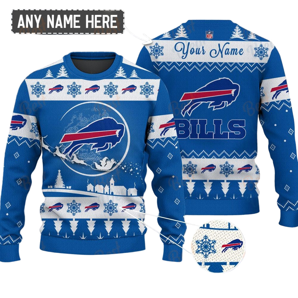 Buffalo Bills NFL Ugly Christmas Sweater - Name Customized