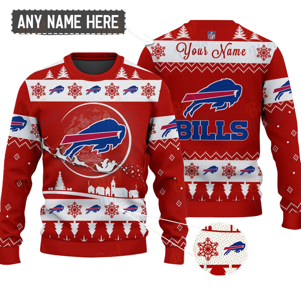 Buffalo Bills NFL Ugly Christmas Sweater - Name Customized
