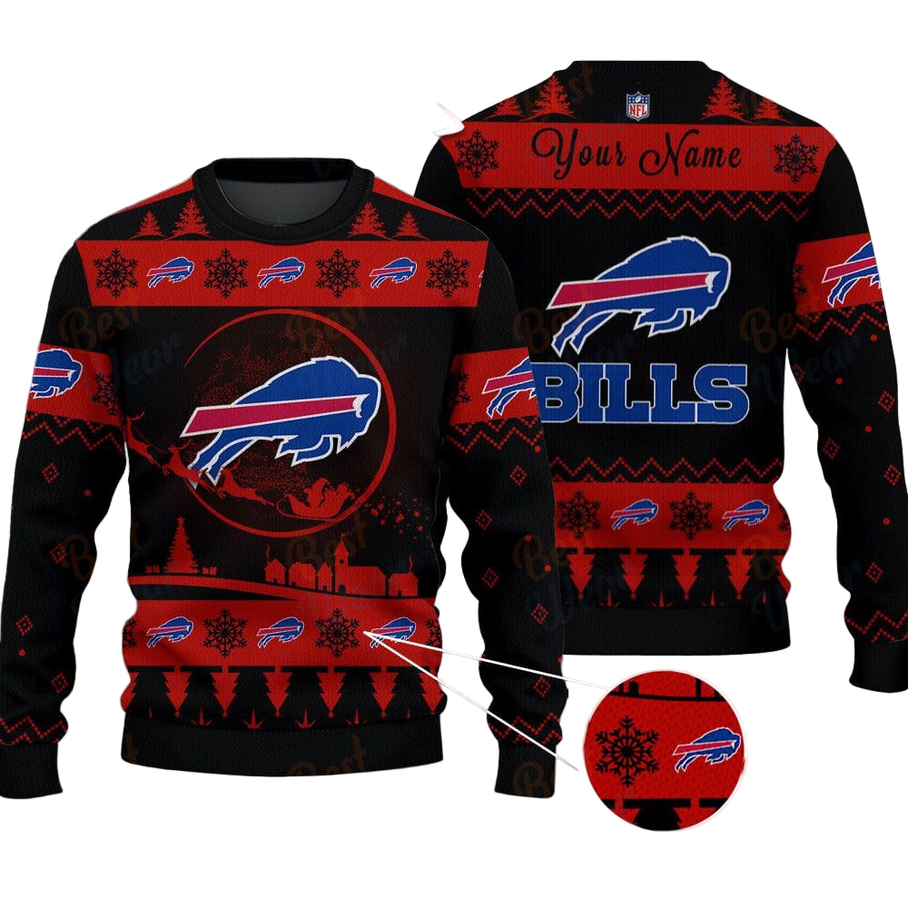 Buffalo Bills NFL Ugly Christmas Sweater - Name Customized