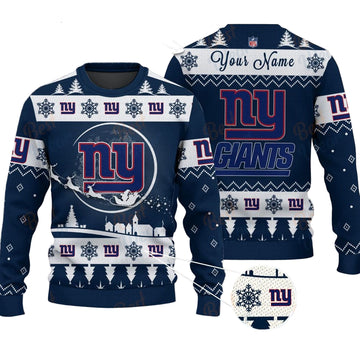 New York Giants NFL Ugly Christmas Sweater - Name Customized