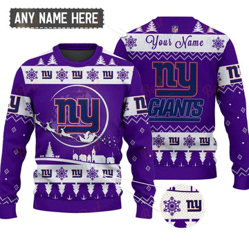 New York Giants NFL Ugly Christmas Sweater - Name Customized
