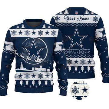 Dallas Cowboys NFL Ugly Christmas Sweater - Name Customized