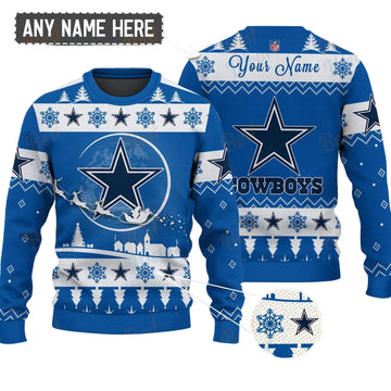 Dallas Cowboys NFL Ugly Christmas Sweater - Name Customized