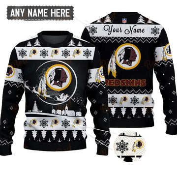Washington Redskins NFL Ugly Christmas Sweater - Name Customized