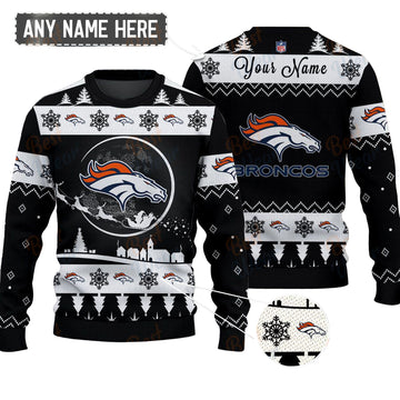 Denver Broncos NFL Ugly Christmas Sweater - Name Customized