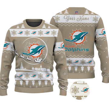 Miami Dolphins NFL Ugly Christmas Sweater - Name Customized