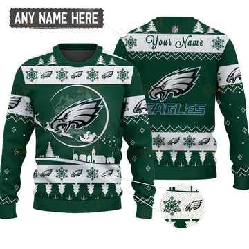 Philadelphia Eagles NFL Ugly Christmas Sweater - Name Customized