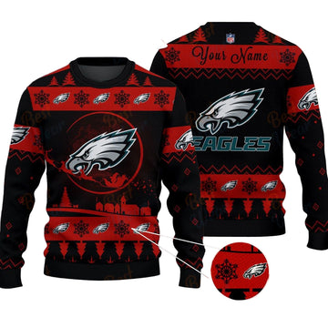 Philadelphia Eagles NFL Ugly Christmas Sweater - Name Customized