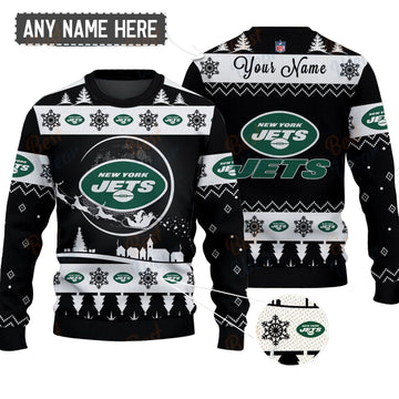 New York Jets NFL Ugly Christmas Sweater - Name Customized