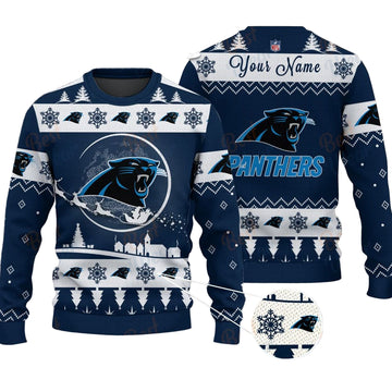 Carolina Panthers NFL Ugly Christmas Sweater - Name Customized