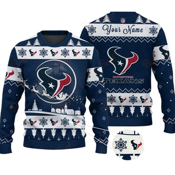 Houston Texans NFL Ugly Christmas Sweater - Name Customized
