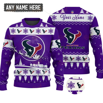 Houston Texans NFL Ugly Christmas Sweater - Name Customized