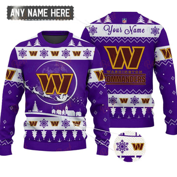 Washington Commanders NFL Ugly Christmas Sweater - Name Customized