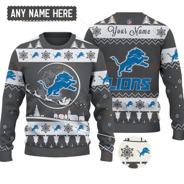 Detroit Lions NFL Ugly Christmas Sweater - Name Customized