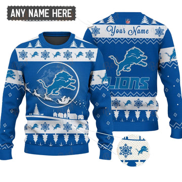 Detroit Lions NFL Ugly Christmas Sweater - Name Customized
