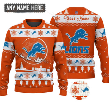 Detroit Lions NFL Ugly Christmas Sweater - Name Customized