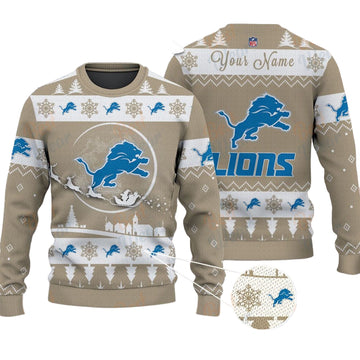 Detroit Lions NFL Ugly Christmas Sweater - Name Customized
