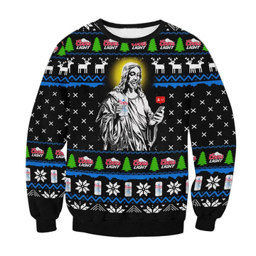 Coors Light Jesus Ugly Christmas Sweater Gift For Christmas Party Ugly Christmas Sweater