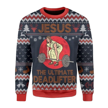 Christmas Patterns God Jesus The Ultimate Deadlifter Gift For Christmas Ugly Christmas Sweater