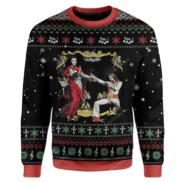 Jesus And Elvis Presley For Unisex Ugly Christmas Sweater, All Over Print Sweatshirt