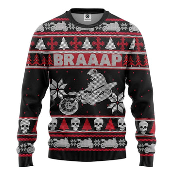 Merry Xmas Braaap Dirt Bike Gift For Christmas Party Ugly Christmas Sweater