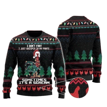 Merry Xmas I Don't Fart I Just Whisper In My Pants Rooster And Special Pattern Ugly Christmas Sweater