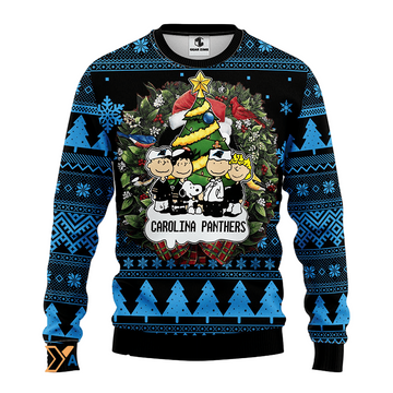 Ugly Christmas Sweater Carolina-Panthers, Graphics Dog Blue/Black