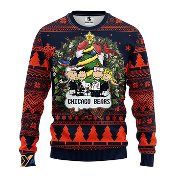 Ugly Christmas Sweater Chicago-Bears, Graphics Dog Blue/Orange/Black