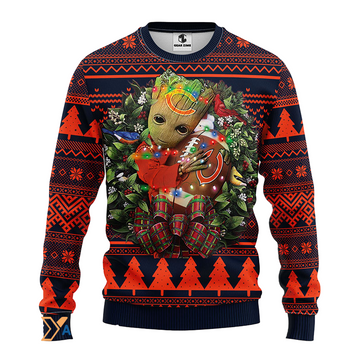 Ugly Christmas Sweater Chicago-Bears, Graphic Tree Orange/Blue