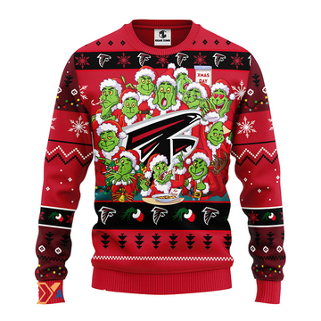 Ugly Christmas Sweater Atlanta-Falcons, 12 Grinch Red/Black