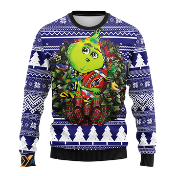 Ugly Christmas Sweater Baltimore-Ravens, Grinch Blue/White