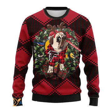 Ugly Christmas Sweater Atlanta-Falcons, Pub Dog Red/Black