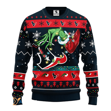 Ugly Christmas Sweater Houston-Texans, Grinch Red/Black