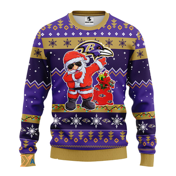 Ugly Christmas Sweater Baltimore-Ravens, Santa Claus Violet/Beige