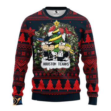 Ugly Christmas Sweater Houston-Texans, Graphics Dog Black/Red