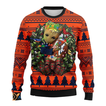 Ugly Christmas Sweater Denver-Broncos, Graphic Tree Black/Orange