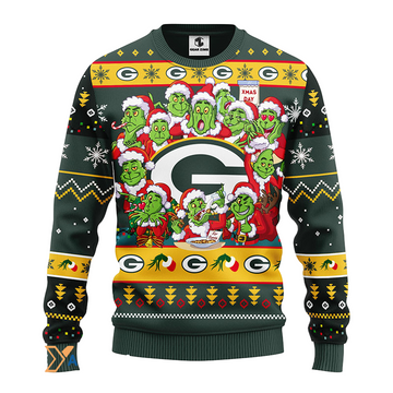 Ugly Christmas Sweater Green-Bay-Packers, 12 Grinch Green/Yellow