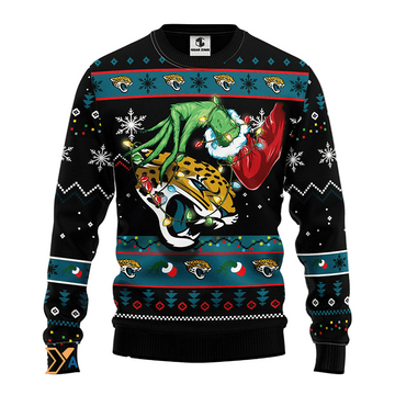 Ugly Christmas Sweater Jacksonville-Jaguars, Grinch Black/Blue
