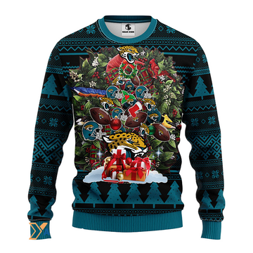 Ugly Christmas Sweater Jacksonville-Jaguars, Tree Black/Blue