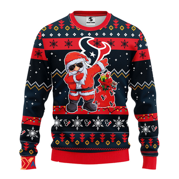 Ugly Christmas Sweater Houston-Texans, Santa Claus Black/Red