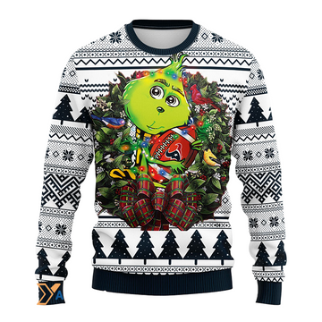 Ugly Christmas Sweater Houston-Texans, Grinch White/Black