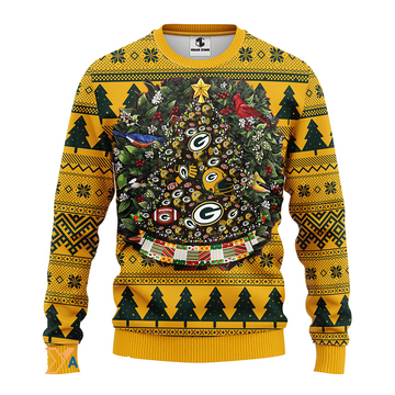 Ugly Christmas Sweater Green-Bay-Packers, Tree Green/Yellow