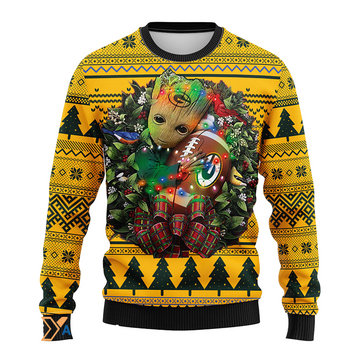 Ugly Christmas Sweater Green-Bay-Packers, Graphic Tree Green/Yellow