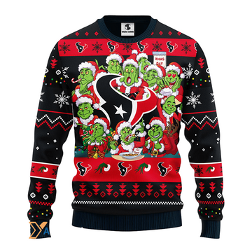 Ugly Christmas Sweater Houston-Texans, 12 Grinch Black/Red