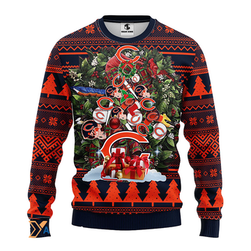 Ugly Christmas Sweater Chicago-Bears, Tree Orange/Black