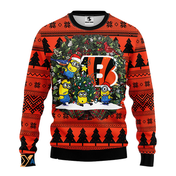 Ugly Christmas Sweater Cincinnati, Minion Black/Orange